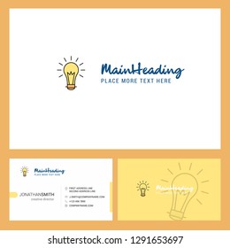 Bulb Logo design with Tagline & Front and Back Busienss Card Template. Vector Creative Design
