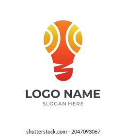 bulb logo design template concept vector with flat yellow and orange color style