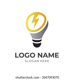 bulb logo design template concept vector with flat colorful style