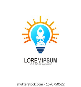 Bulb logo, Education logo with rocket design