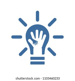 bulb logo. finger icon. hand symbol. vector eps 08.