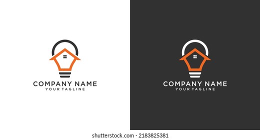 Bulb logo icon design with home vector concept.