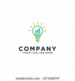 Bulb logo idea design concept financial symbol and icon lamp vector. Smart idea logo used for studio, professional and agency.