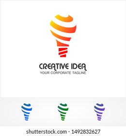 Bulb logo idea design concept of digital colorful symbol and icon lamp vector. Smart idea logo used for studio, professional and agency.