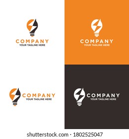 Bulb logo idea design concept of digital symbol and icon lamp vector. Smart idea logo used for studio, professional and agency.