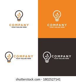 Bulb logo idea with leaf design concept of digital symbol and icon lamp vector. suitable for your design need, logo, illustration, animation, etc.
