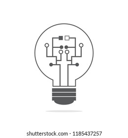 Bulb logo  of information technology.Lighting and the growth of digital technology business and success.
