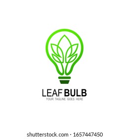 Bulb-Logo mit Logo-Kombination aus Blatt, geniales Symbol, Logo der Linie