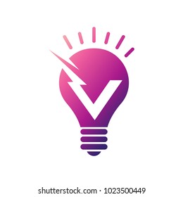 Bulb Logo With Letter V