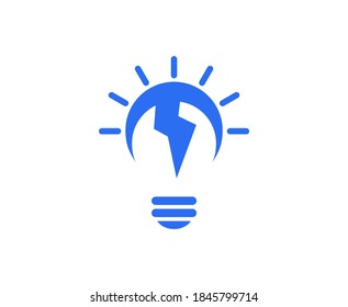 Bulb logo light thunder energy bolt vector power icon 