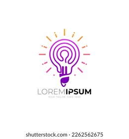 Logo de bombilla con tecnología de diseño de líneas, logotipos de bombillas eléctricas