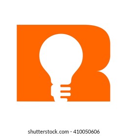 bulb logo vector. letter R.