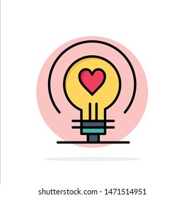 Bulb, Love, Heart, Wedding Abstract Circle Background Flat color Icon