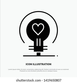 Bulb, Love, Heart, Wedding solid Glyph Icon vector