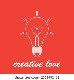 bulb with love icon vector illustration template design