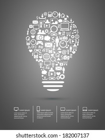 Bulb made from icons concept illustration eps10
