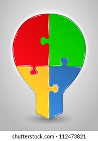 Bulb made of puzzle pieces, idea concept, vector eps10 illustration