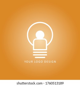 Bulb Man brain, light bulb, human head. Creative idea, mind, nonstandard thinking logo