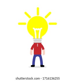 Bulb man. Character concept. Bulb character. Creative man.