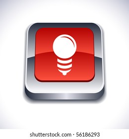 Bulb metallic 3d vibrant square icon.