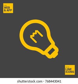 Bulb minimal icon. Idea line vector icon for websites and mobile minimalistic flat design.