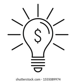 Bulb money idea icon. Outline bulb money idea vector icon for web design isolated on white background