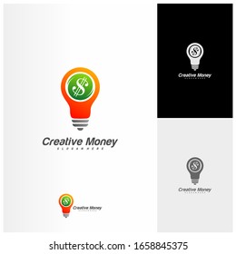Bulb Money logo design vector. Creative Money logo template. icon symbol