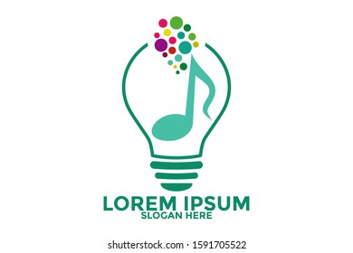Bulb Music Idea logo icon, Creative Music Idea Logo Template Vector Isolated