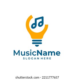 Vector de diseño de plantillas de logotipo de música en bombilla, Emblem, concepto de diseño, símbolo creativo, icono
