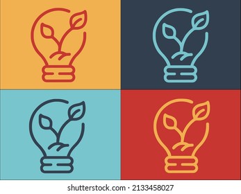 Bulb Nature Energy Logo Template, Simple Flat Icon of green,nature,ecology