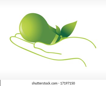 bulb on hand vector illustration