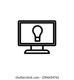 bulb on the monitor icon. Element of science icon for mobile concept and web apps. Thin line bulb on the monitor icon can be used for web and mobile on white background