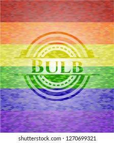 Bulb on mosaic background with the colors of the LGBT flag
