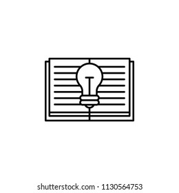 bulb on a notebook icon. Element of education icon for mobile concept and web apps. Thin line bulb on a notebook icon can be used for web and mobile
