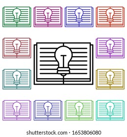 Bulb on a notebook multi color style icon. Simple thin line, outline vector of education icons for ui and ux, website or mobile application