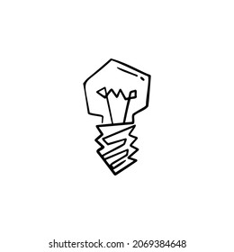 Bulb one line vector illustration art hand draw .