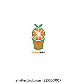 bulb with orange fruit logo illustration design symbol