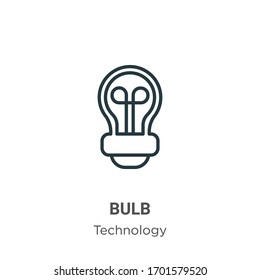 Bulb outline outline vector icon. Thin line black bulb outline icon, flat vector simple element illustration from editable technology concept isolated stroke on white background