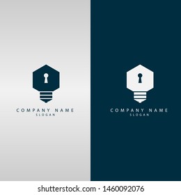Bulb with padlock isolated vector abstract logo icon vector element design template