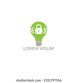 Bulb and padlock logo design. Creative Lock Idea, inspiration, symbol, studio, ideas, thinking, developer concept.