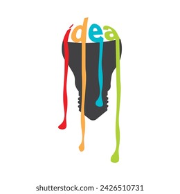 bombilla con pintura que fluye el texto de la idea, idea concepto ilustración vectorial