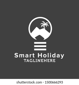 Bulb palm logo design, Smart Holiday Logo