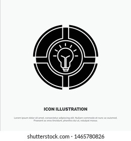 Bulb, Pie, Chat, Light, Idea solid Glyph Icon vector. Vector Icon Template background