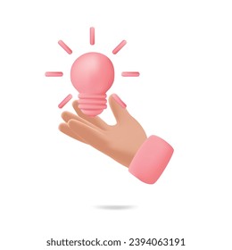 Bulb pink 3d Icon valentine illustration template