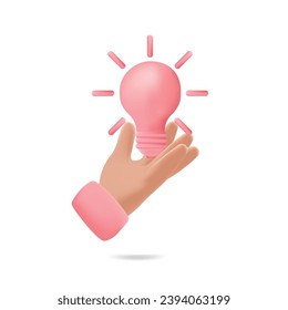 Bulb pink 3d Icon valentine illustration template