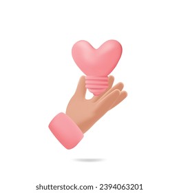 Bulb pink 3d Icon valentine illustration template