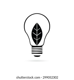 bulb with plant black art vector