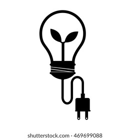 bulb plant green leaves plug light ecology ecological natural vector  isolated illustration