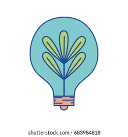 bulb with plant and leaves inside icon