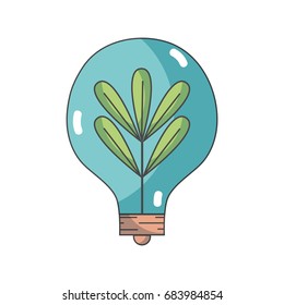 bulb with plant and leaves inside icon